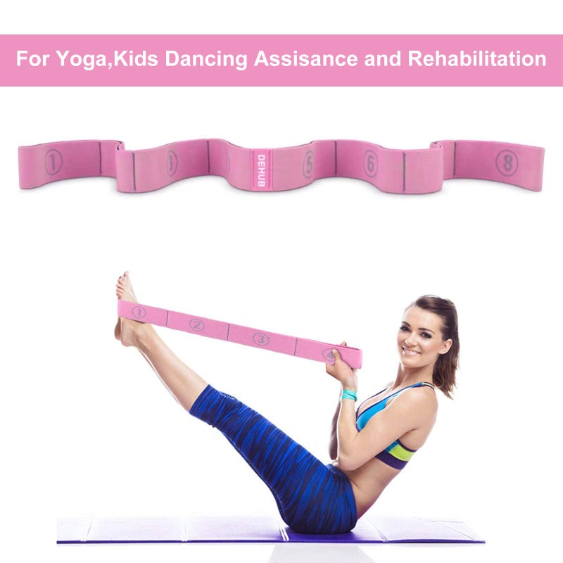 DEHUB Stretch Strap, Elastic Yoga Stretching Strap, Multi-Loop for Physical Therapy, Pilates, Yoga, Dance & Gymnastics Exercise and Flexible Pilates Stretch Band - Image 4